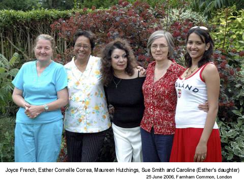 Joyce French, Esther Correa, Maureen Hutchings, Sue Smith and Caroline Correa at a reunion in UK - July 2006